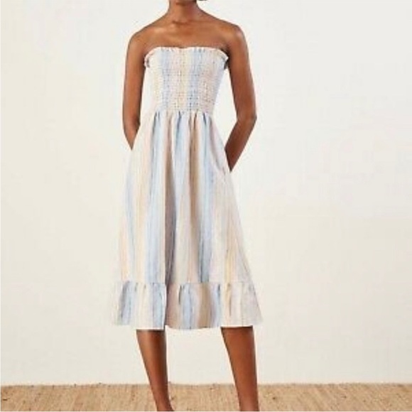 Reformation Dresses & Skirts - Reformation Marbella Bermuda Smocked 100% Linen Midi Dress Size M